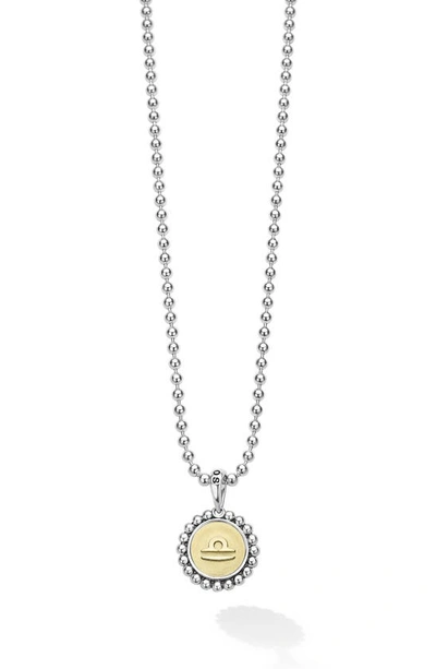 Shop Lagos Signature Caviar Zodiac Pendant Necklace In Libra Two-tone