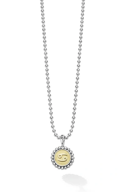 Shop Lagos Signature Caviar Zodiac Pendant Necklace In Cancer Two-tone