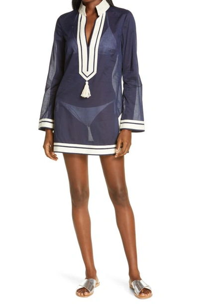 Shop Tory Burch Tassel Cover-up Tunic In Tory Navy