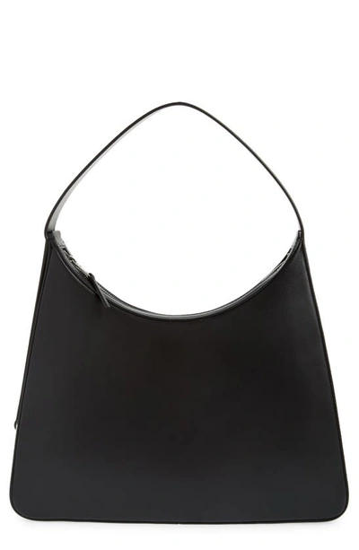 Shop Ambush Hobo Leather Shoulder Bag In Black Silver