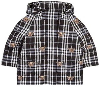 Shop Burberry Black Check Bear Quilted Liddesdale Jacket