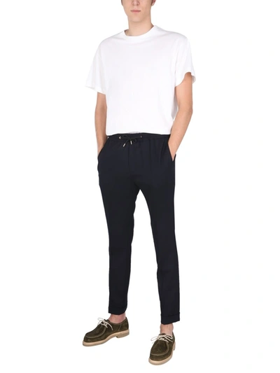 Shop Paul Smith "drawcord" Pants With Drawstring At The Waist In Blue