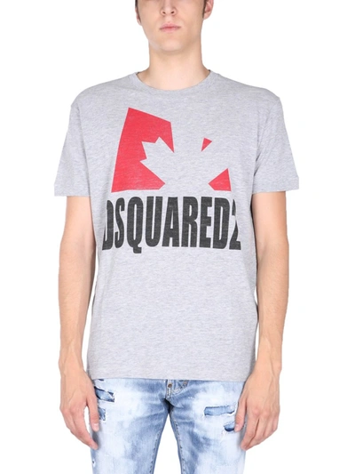Shop Dsquared2 "leaf" T-shirt In Grey