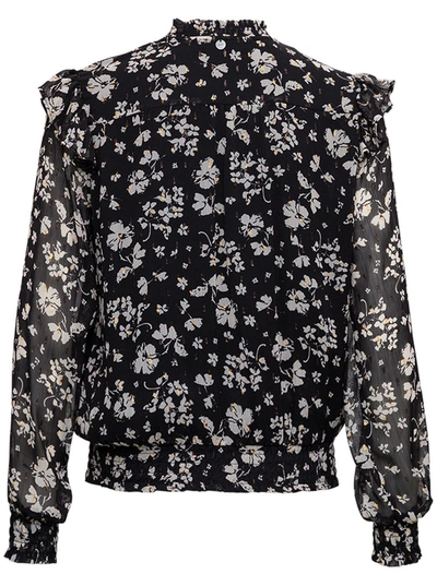 Shop Liu •jo Floral Fabric Black Shirt