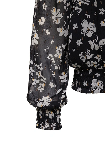 Shop Liu •jo Floral Fabric Black Shirt