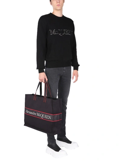 Shop Alexander Mcqueen Jeans With Embroidered Logo In Black