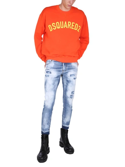 Shop Dsquared2 Sweatshirt With Logo Print In Orange