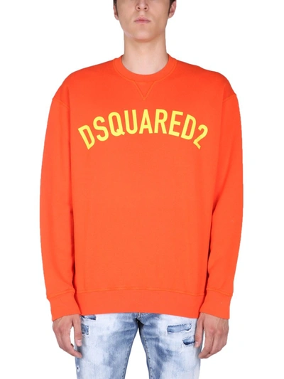 Shop Dsquared2 Sweatshirt With Logo Print In Orange