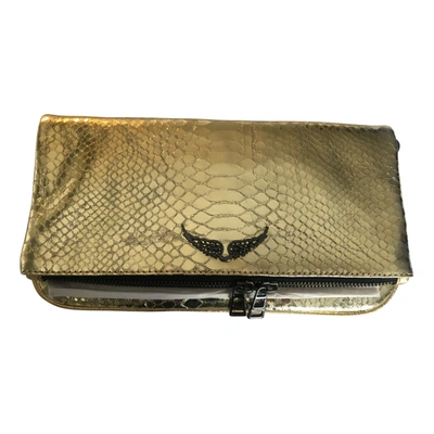 Rock leather clutch bag Zadig & Voltaire Gold in Leather - 35038832