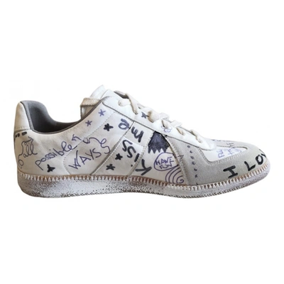 Pre-owned Maison Margiela Replica Leather Low Trainers In White