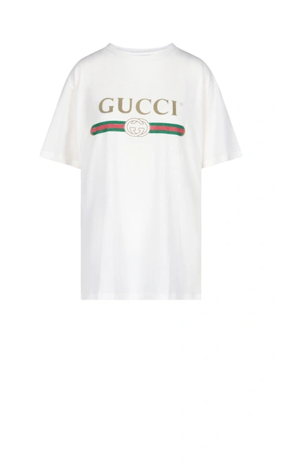 Shop Gucci Logo Flower T-shirt In White