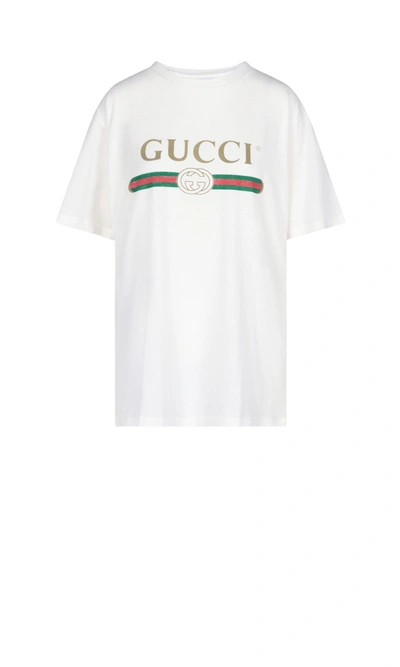 Gucci White Oversized Logo T-shirt In White