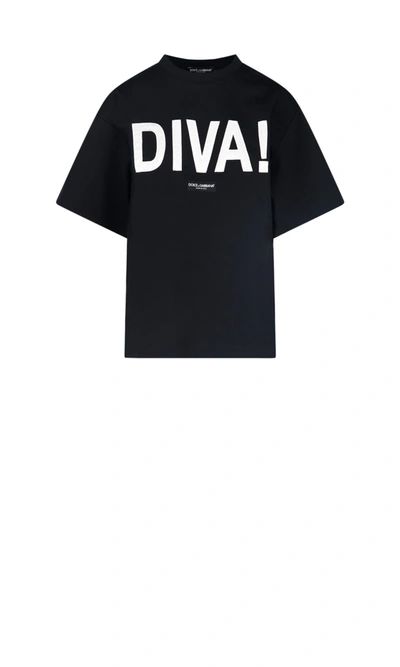 Shop Dolce & Gabbana "diva" T-shirt In Black
