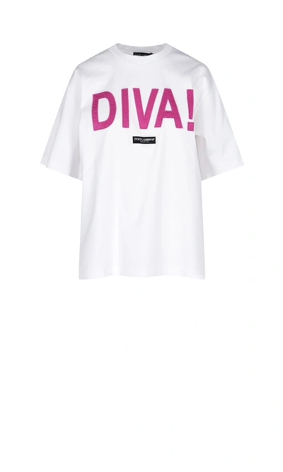 Shop Dolce & Gabbana "diva" T-shirt In White