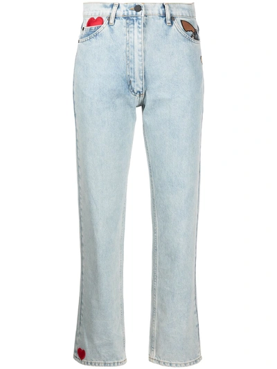 Shop Natasha Zinko High-waisted Patch Jeans In Blau