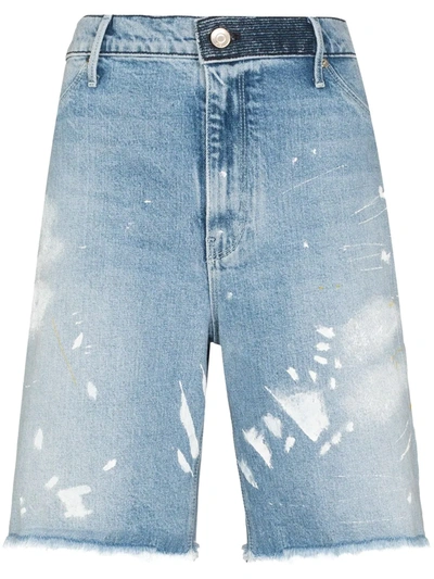 Shop Rta Hesper Paint-splatter Denim Shorts In Blau