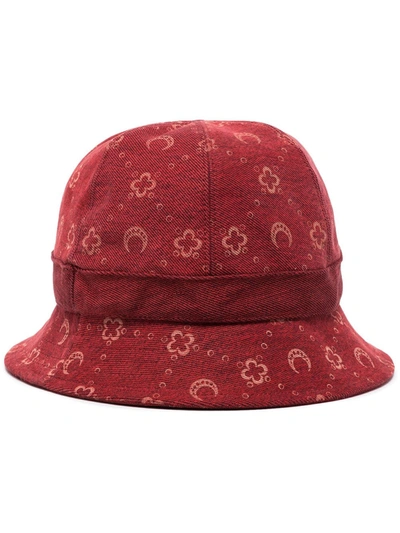 Shop Marine Serre Moon Pattern Denim Bucket Hat In Rot