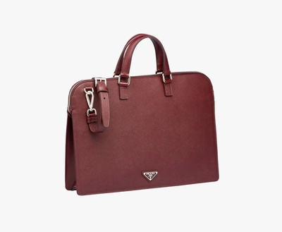 Shop Prada Saffiano Travel 2-way Ruby Briefcase Bag In Nero