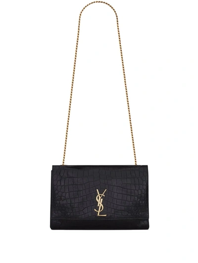 Shop Saint Laurent Reversible Kate Shoulder Bag In Black
