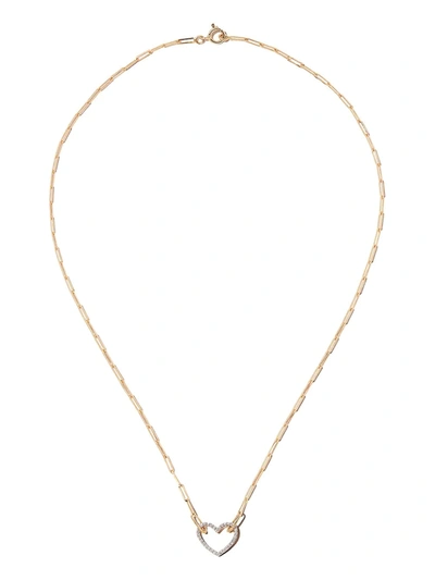 Shop Yvonne Léon 18kt Yellow Gold Diamond-heart Necklace