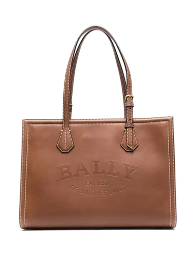 Shop Bally Calie Logo-debossed Tote In Braun