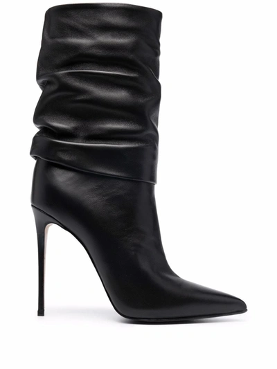 Shop Le Silla Eva Ruched Ankle Boot In Schwarz