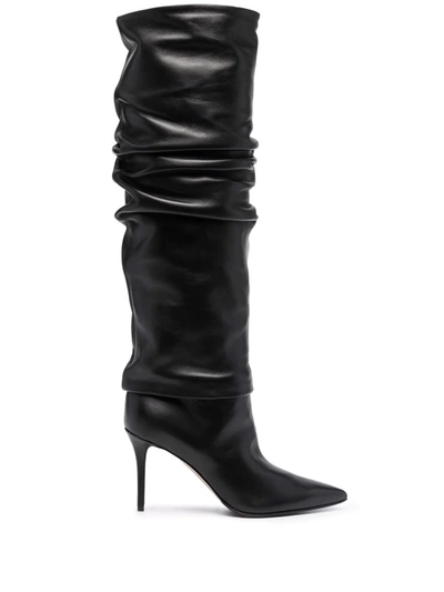Le Silla Eva High Heels Boots In Black Leather In Schwarz