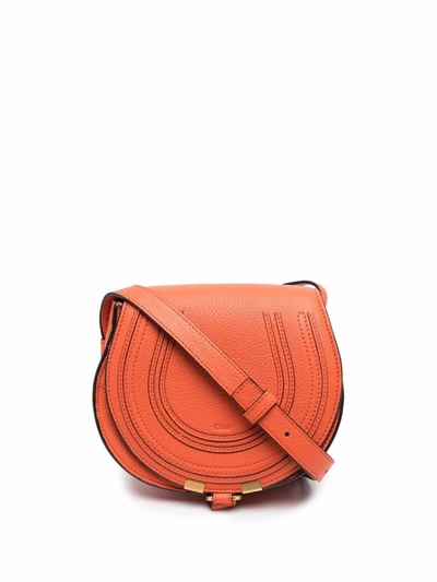 Shop Chloé Marcie Logo-embossed Crossbody Bag In Orange