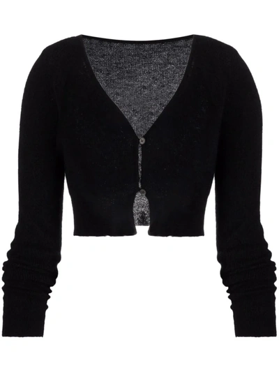 Shop Jacquemus Knitted Button-front Cardigan In Schwarz
