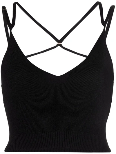 Shop Jacquemus La Maille Aneto Knitted Crop Top In Schwarz