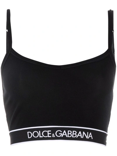 Shop Dolce & Gabbana Logo Band Crop Top In Schwarz