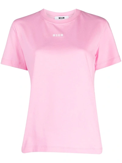 Shop Msgm Logo-print Short-sleeved T-shirt In Rosa