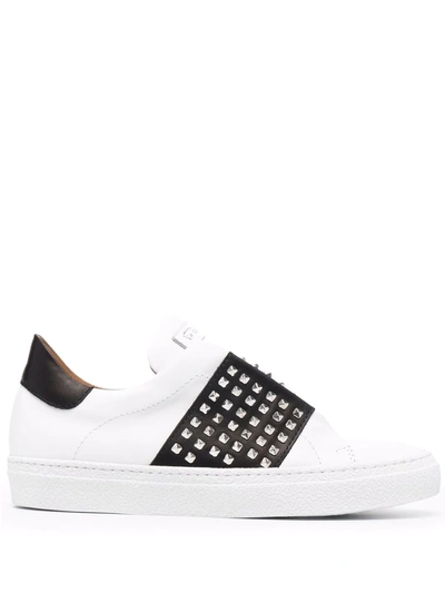Via Roma 15 Stud-embellished Leather Sneakers In White | ModeSens