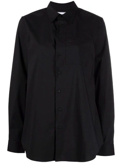 Shop Y-3 Long-sleeve Zipped-pocket Shirt In Schwarz