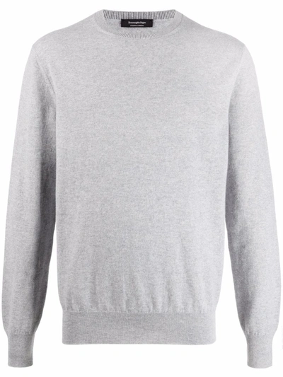 Shop Ermenegildo Zegna Crew Neck Cashmere Sweater In Grau