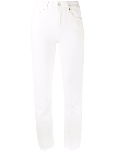 Shop Paige High-waisted Skinny Jeans In Weiss