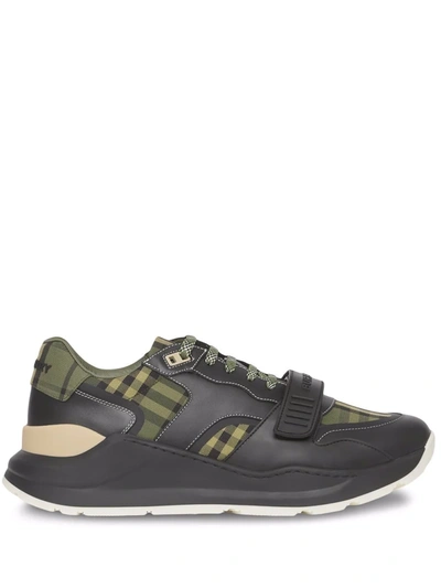 Shop Burberry Panelled Low-top Sneakers In Grün