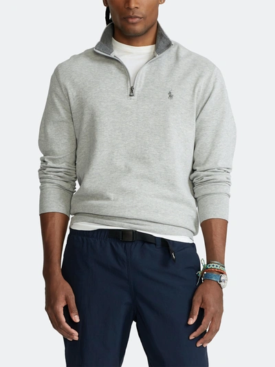 Shop Polo Ralph Lauren Luxury Jersey Quarter-zip Pullover In Andover Heather