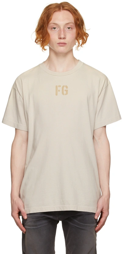 Shop Fear Of God Off-white 'fg' T-shirt In Vintage Concrete Whi