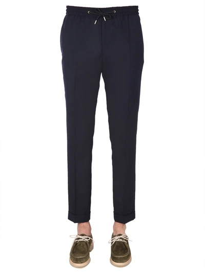 Paul Smith Dart-detail Check-pattern Drawstring Trousers In Blu