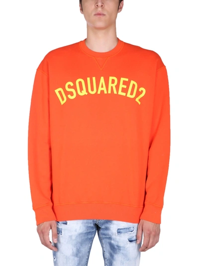 Shop Dsquared2 Sweatshirt With Logo Print In Arancione