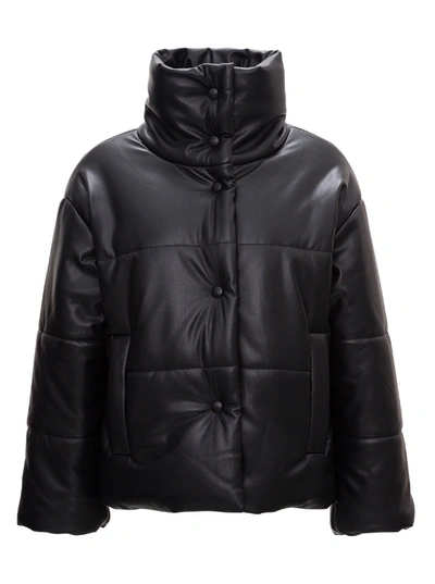 Shop Nanushka Quilted Puffer Jacket In Vegan Leather In Black