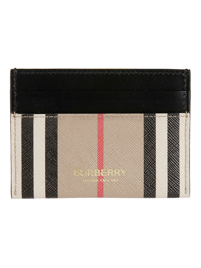 Shop Burberry Stripe Print Card Holder In Archive Beige