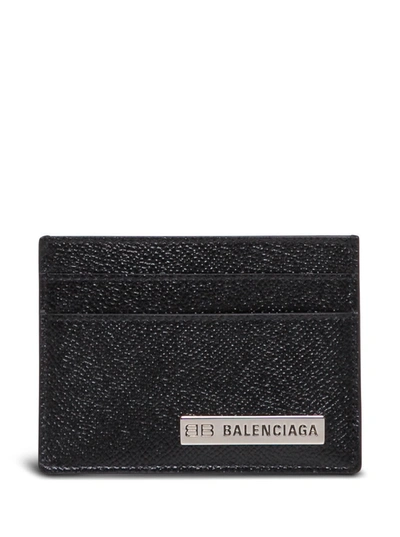 Shop Balenciaga Black Leather Card Holder With Logo