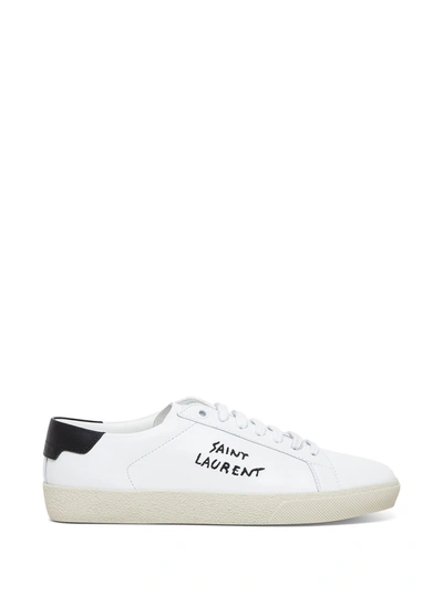 Shop Saint Laurent Court Classic Sl Leather Sneakers In White