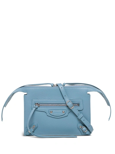 Shop Balenciaga Neo Classic Multiple Leather Crossbody Bag In Light Blue