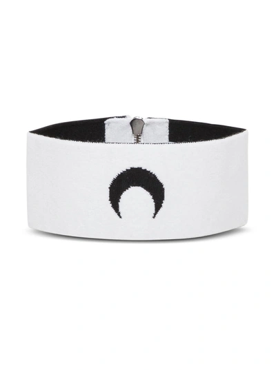 Shop Marine Serre Moon Collar In Balck Stretch Knit In White