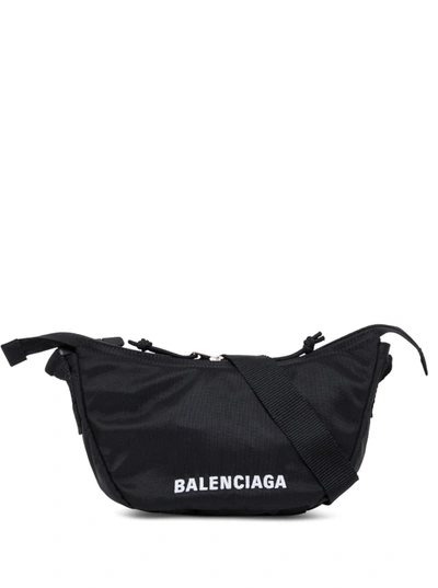 Shop Balenciaga Black Nylon Belt Bag With Logo