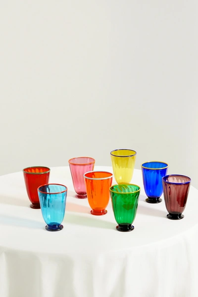 Shop La Doublej Rainbow Set Of Eight Glasses In Orange
