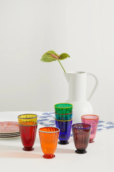 Shop La Doublej Rainbow Set Of Eight Glasses In Orange